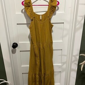 Mustard Yellow Ruffle Maxi Dress